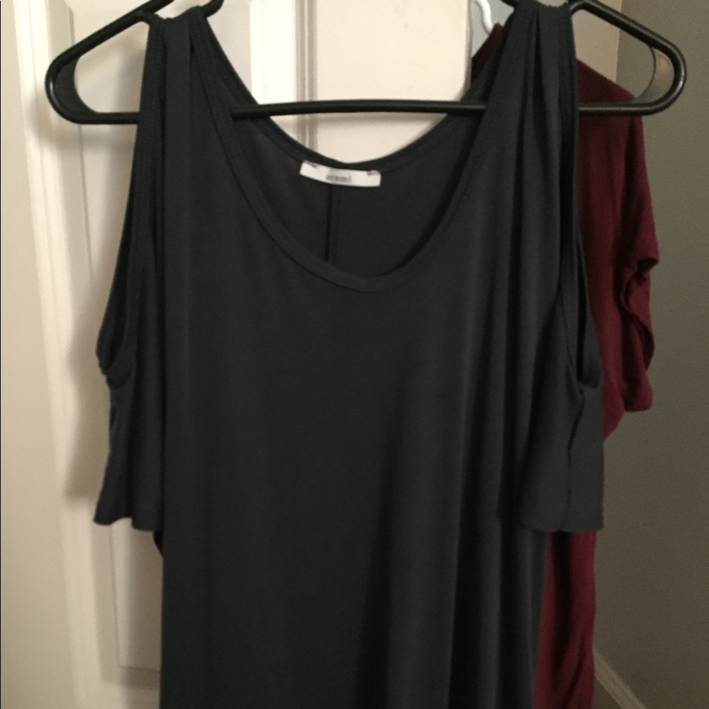 Grey open shoulder top
